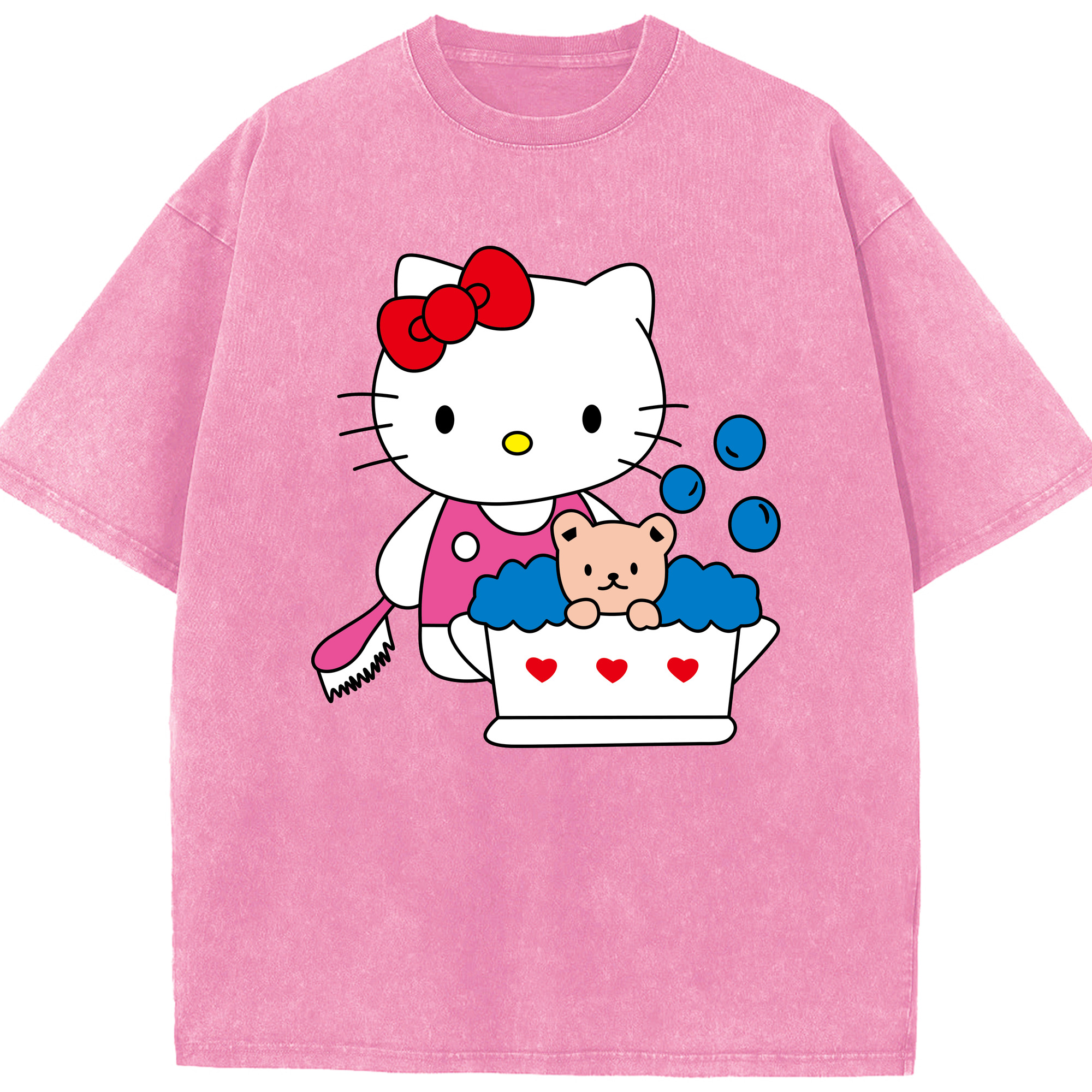 （画像用） Hello Kitty ハローキティ 綿100% ヴィンテージ風 半袖Tシャツ（フロントプリント）